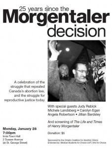 Toronto: 25 Years since the Morgentaler Decision @ Innis Town Hall | Toronto | Ontario | Canada